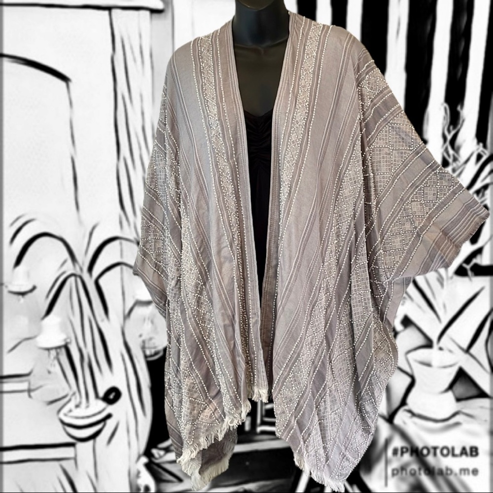 Zoom & Look Closer…Jain Shawls Stunning Beaded Beauty. Wrap, Poncho, Shawl BNWOT